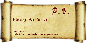 Pécsy Valéria névjegykártya